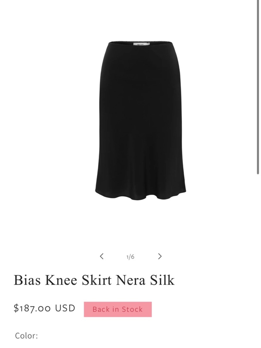 OLGA JOAN BIAS KNEE SKIRT NERA SILK NWT